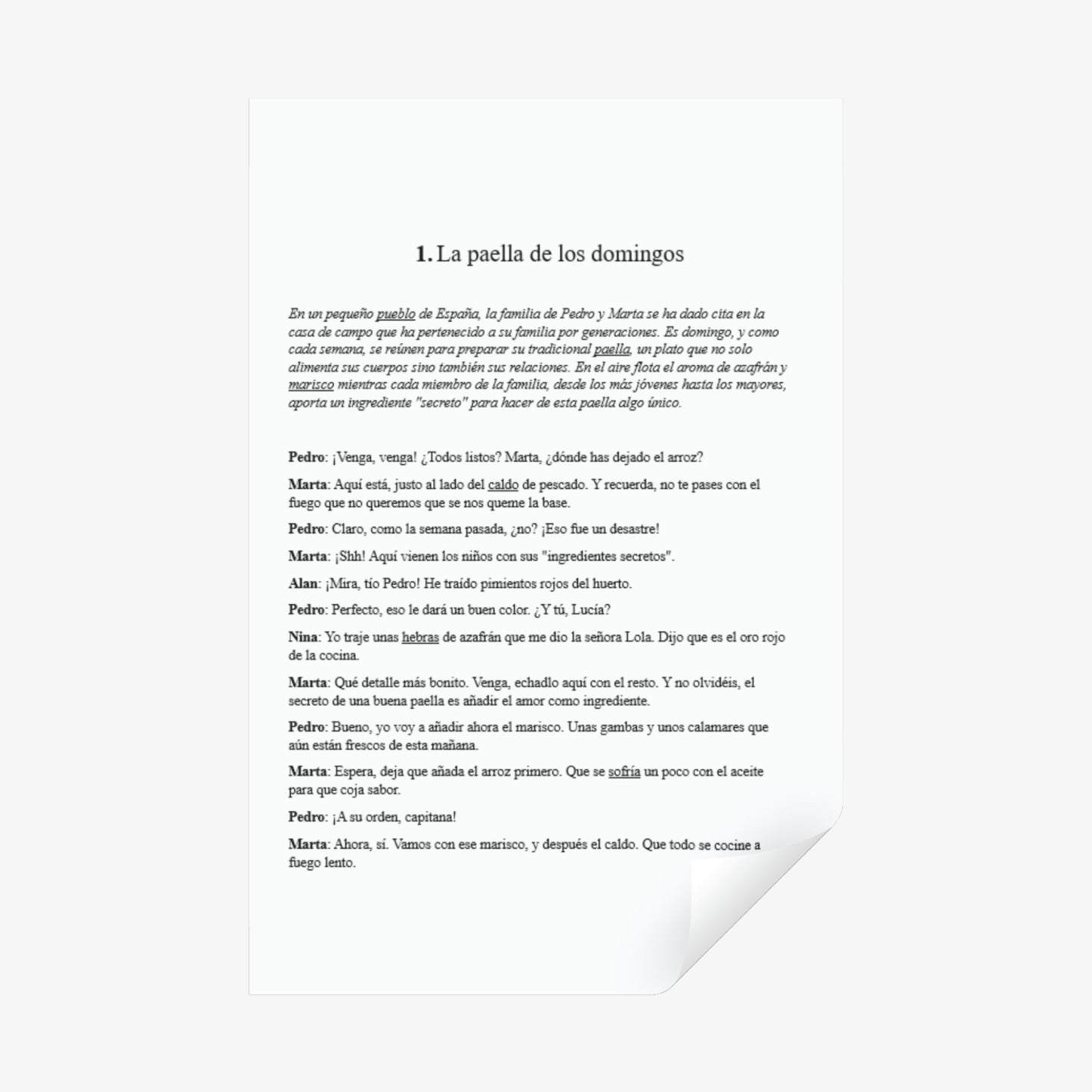 Spanish Short Stories for Cooking