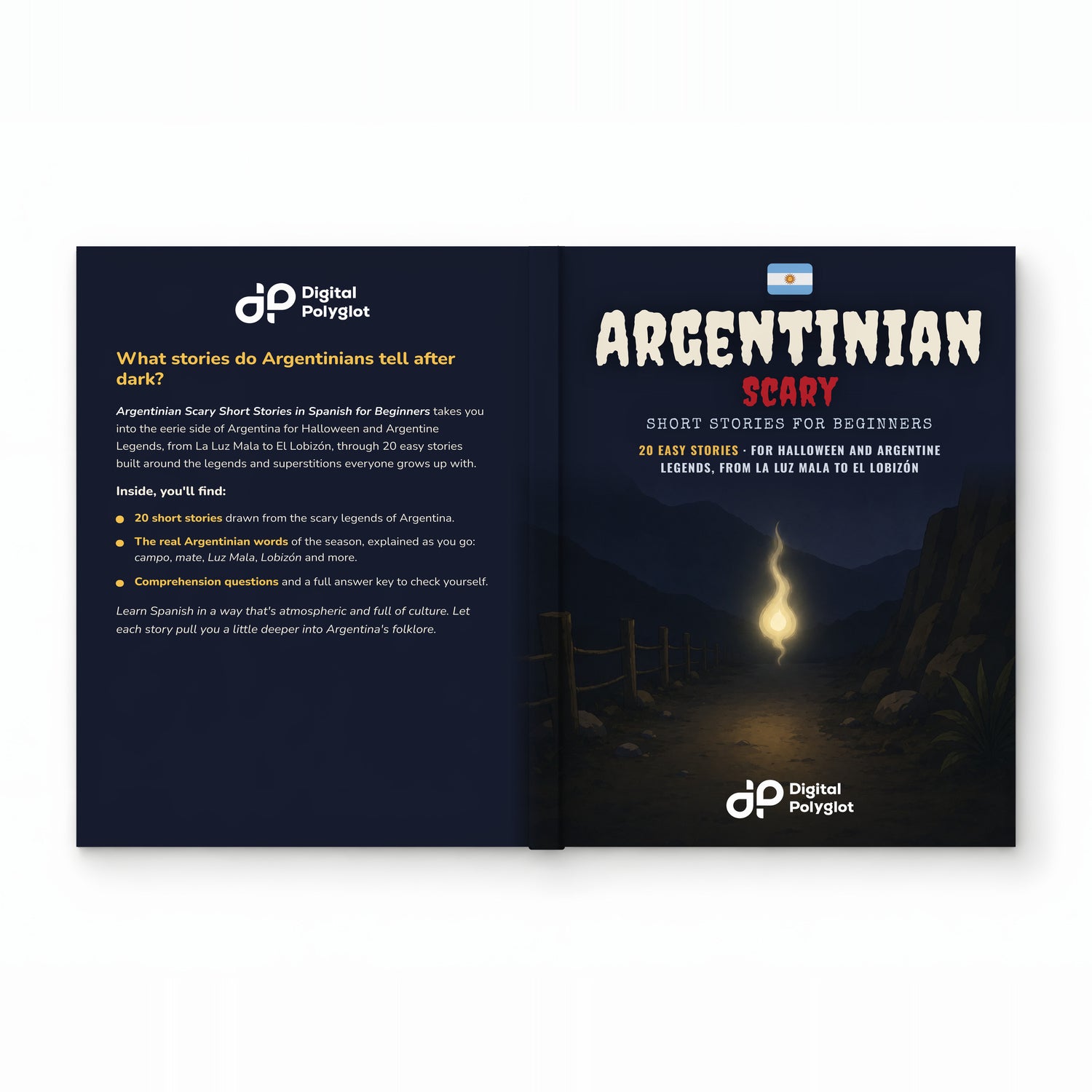 Argentinian Scary Short Stories in Spanish for Beginners mockup