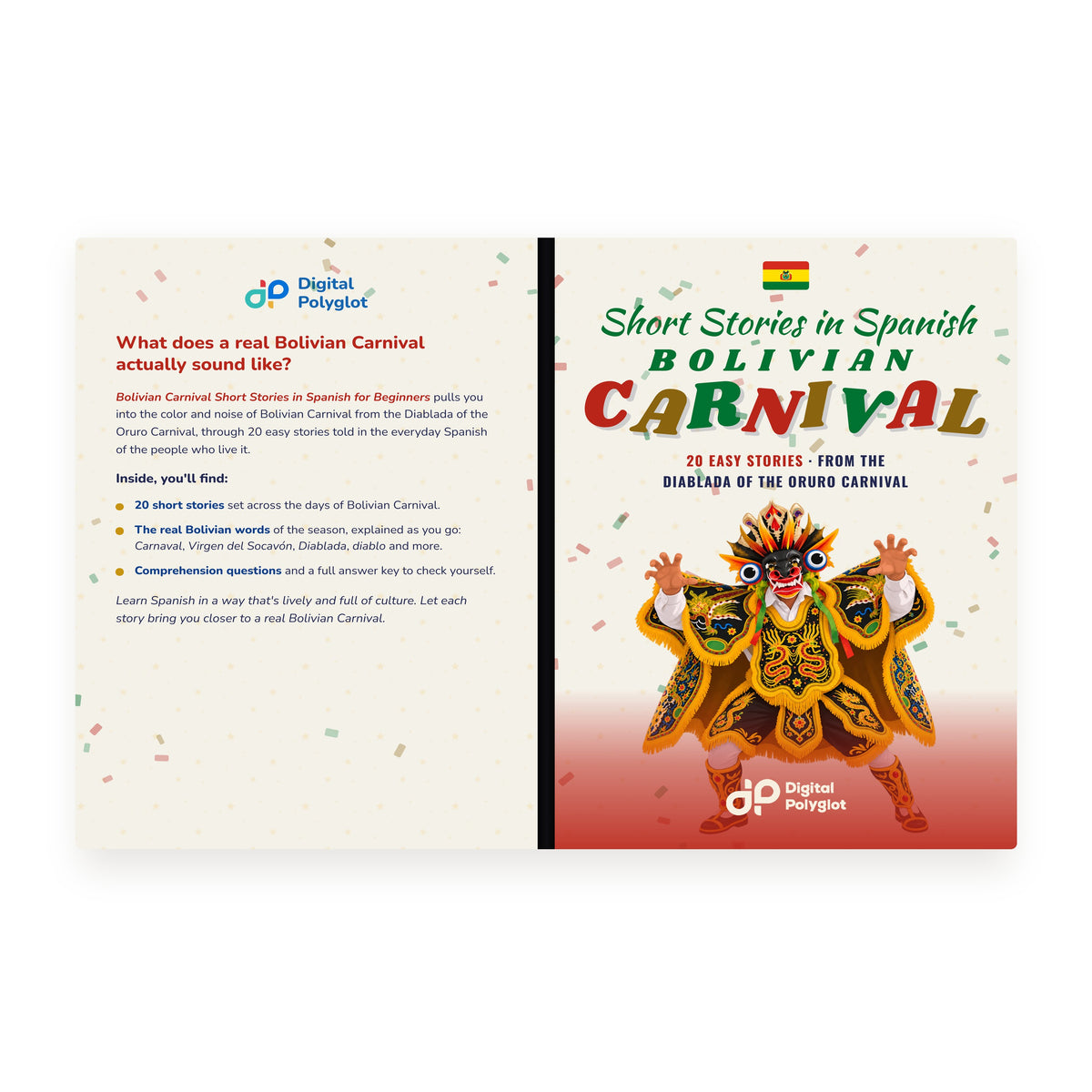 Bolivian Carnival Short Stories in Spanish for Beginners mockup wrap