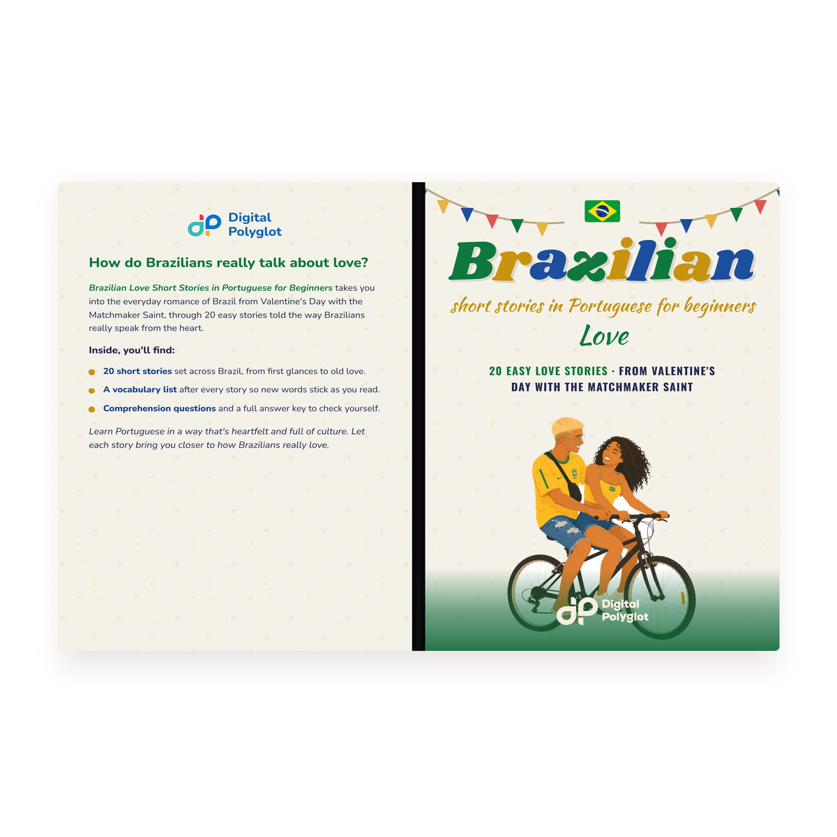 Brazilian Love Short Stories in Portuguese for Beginners mockup wrap