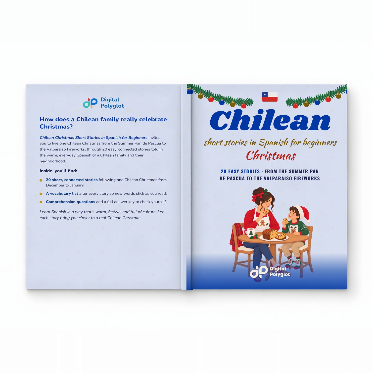 Chilean Christmas Short Stories in Spanish for Beginners mockup