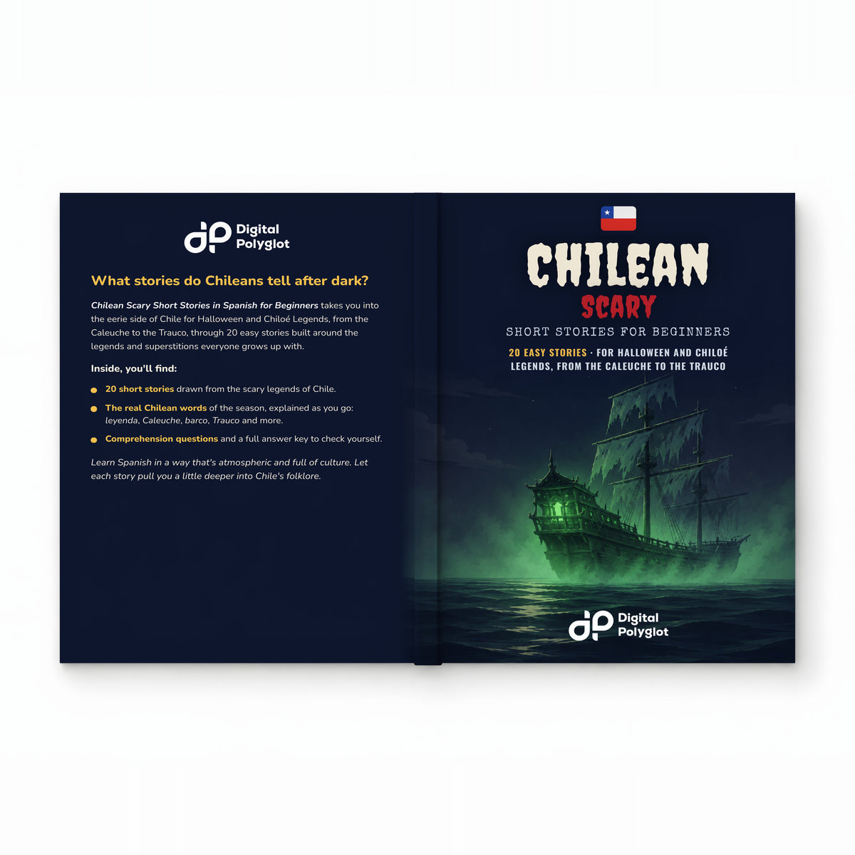 Chilean Scary Short Stories in Spanish for Beginners mockup