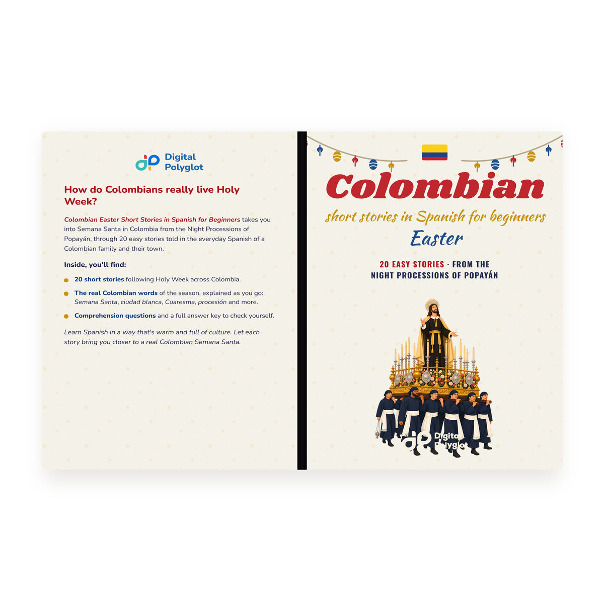 Colombian Easter Short Stories in Spanish for Beginners mockup pdp-wrap