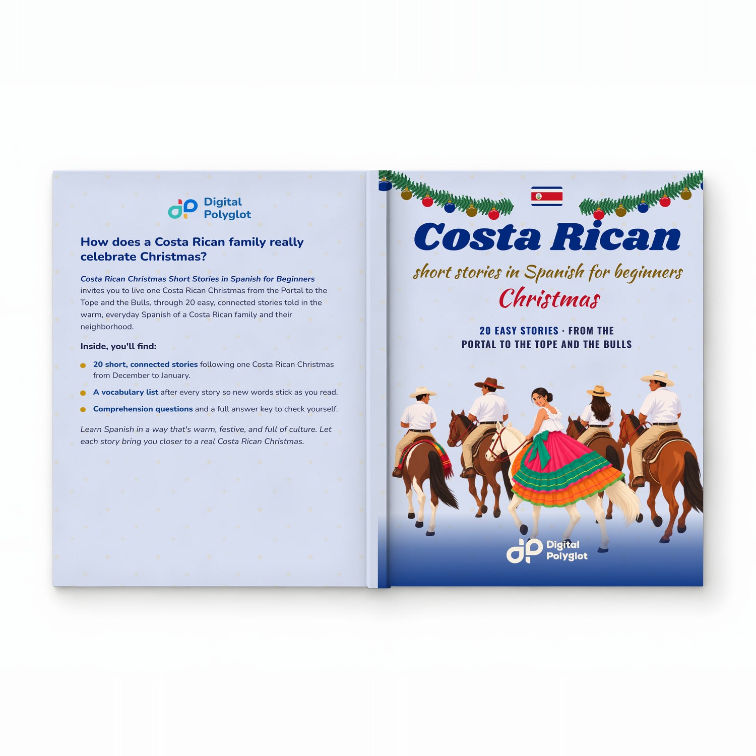 Costa Rican Christmas Short Stories in Spanish for Beginners mockup