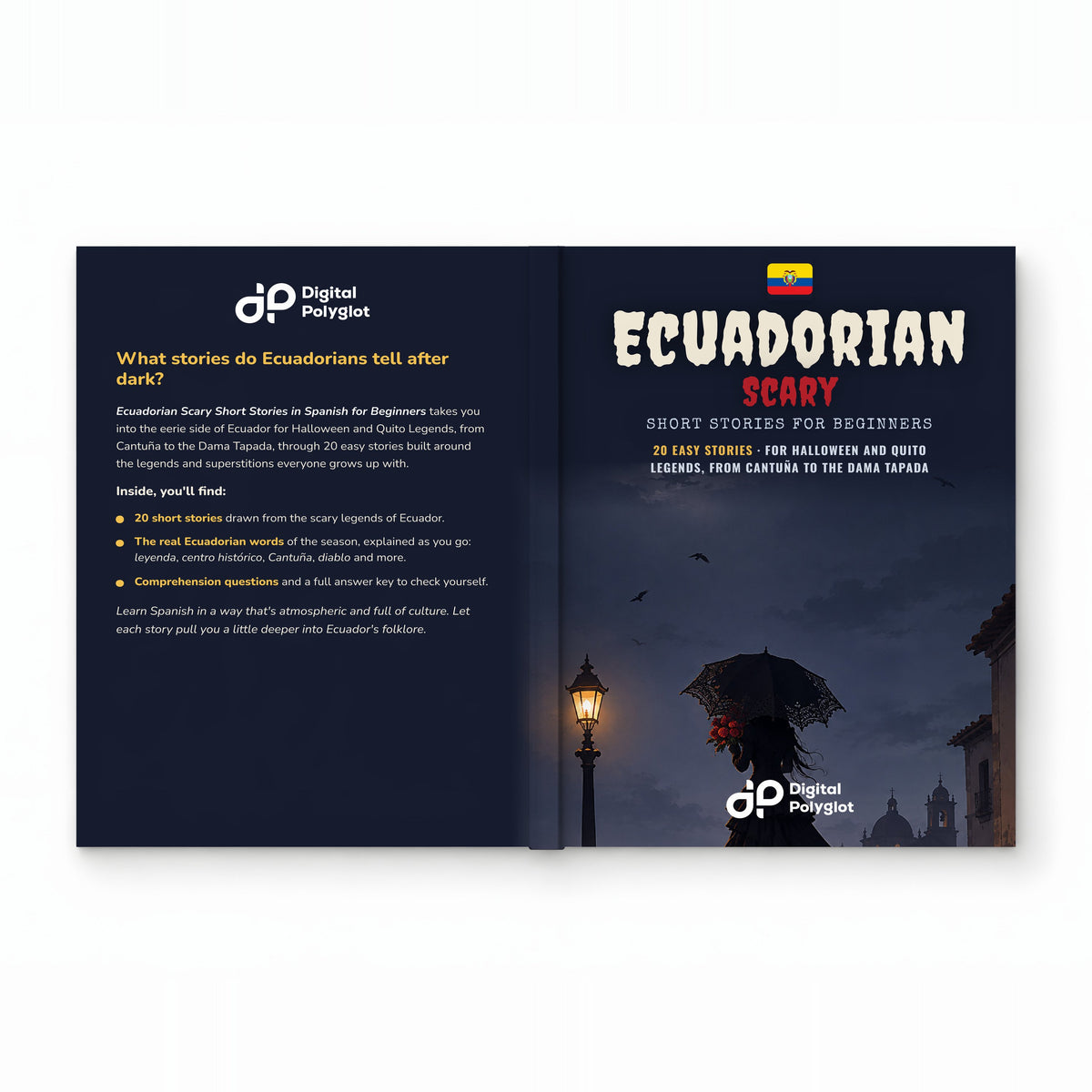 Ecuadorian Scary Short Stories in Spanish for Beginners mockup