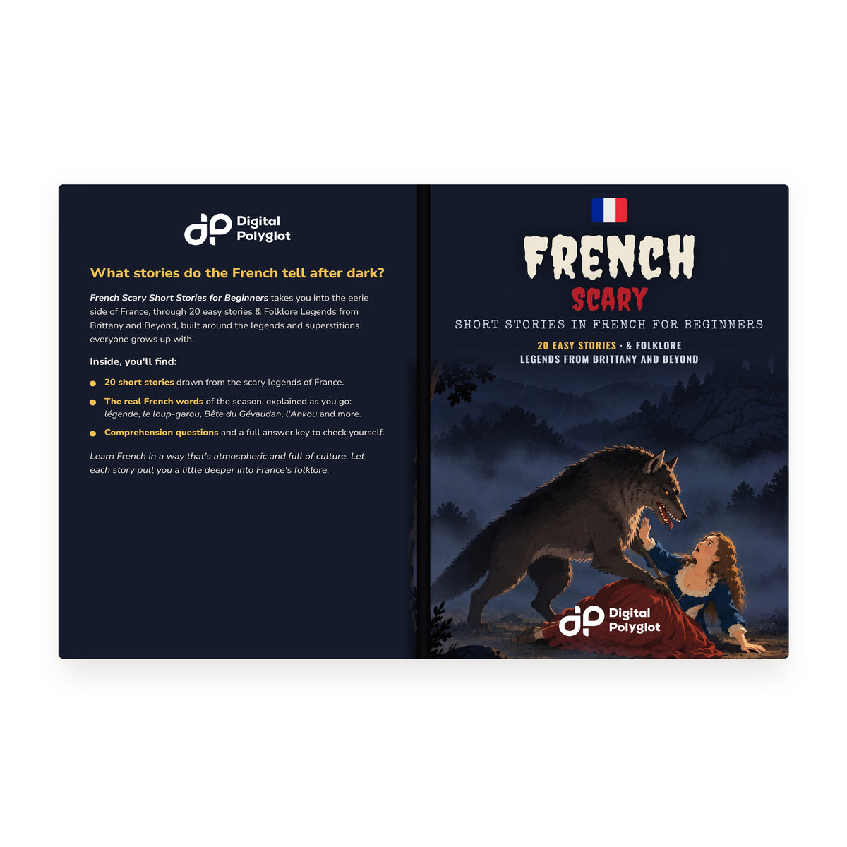 French Scary Short Stories for Beginners mockup wrap