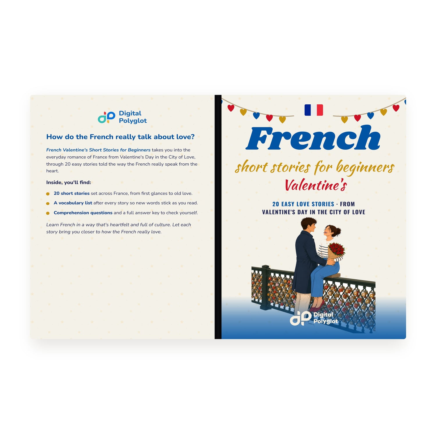 French Valentine's Short Stories for Beginners mockup wrap