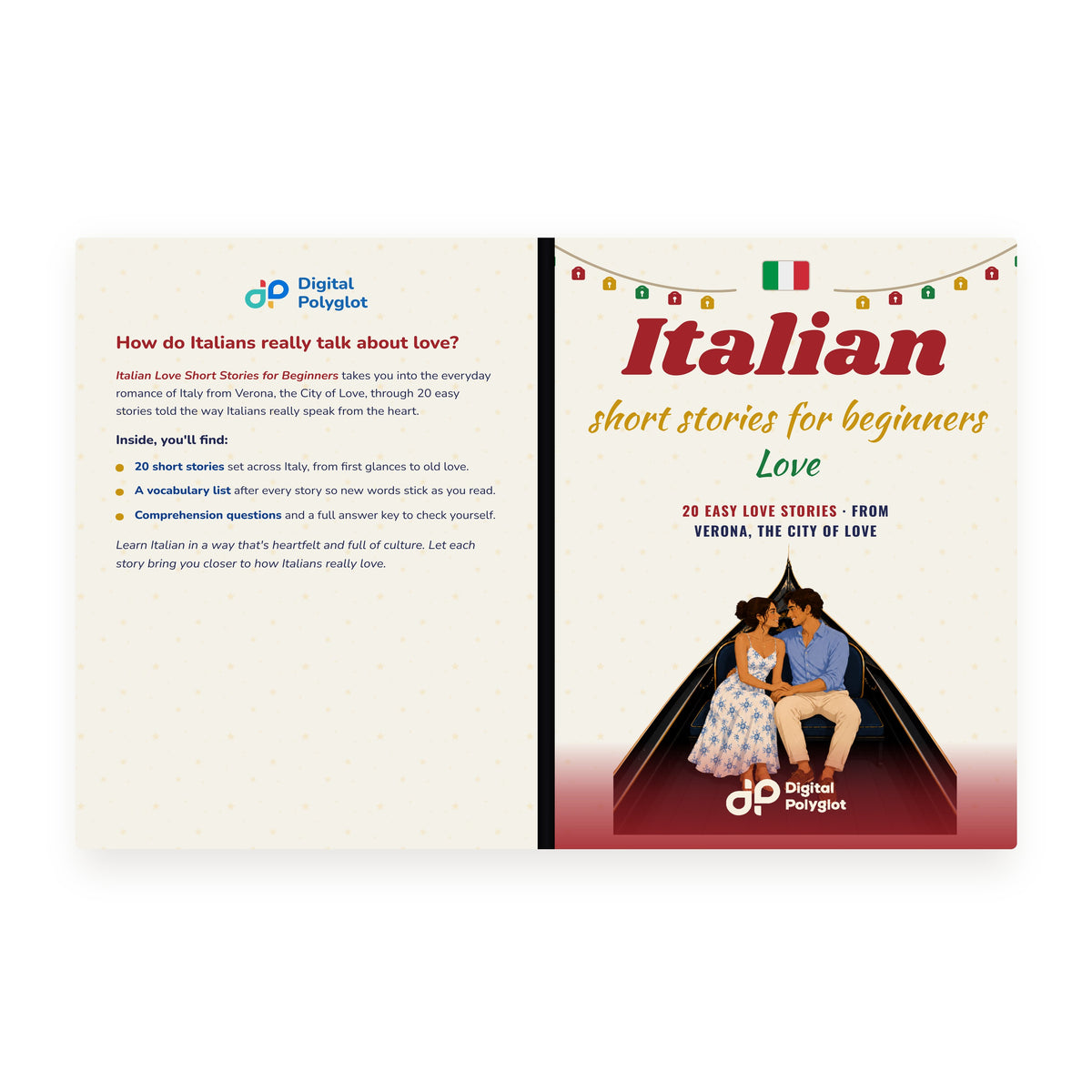 Italian Love Short Stories for Beginners mockup wrap