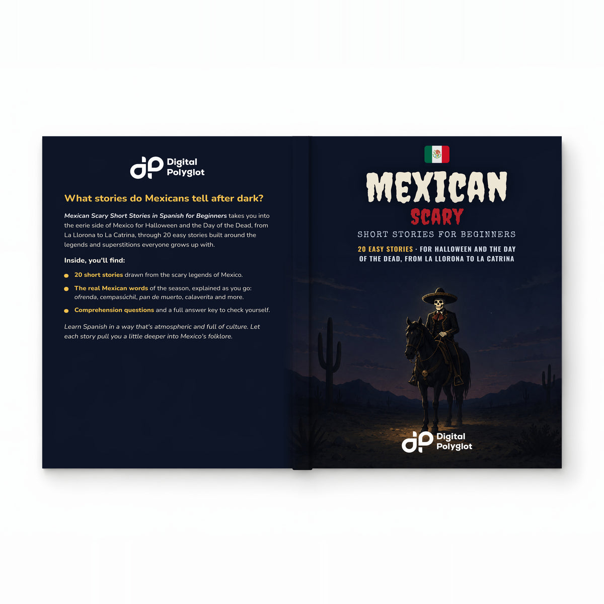 Mexican Scary Short Stories in Spanish for Beginners mockup