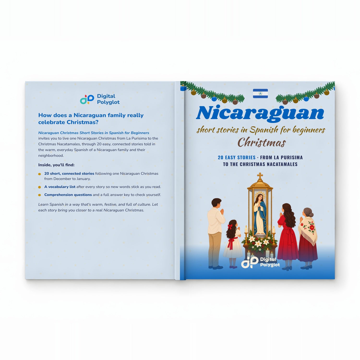 Nicaraguan Christmas Short Stories in Spanish for Beginners mockup
