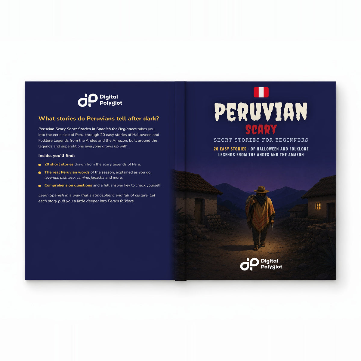 Peruvian Scary Short Stories in Spanish for Beginners mockup