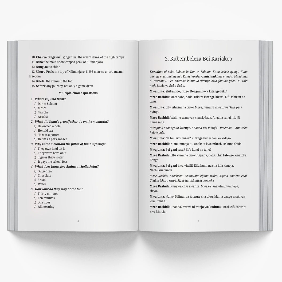 Short Stories in Swahili: Stories from the Heart of Africa mockup interior comprehension