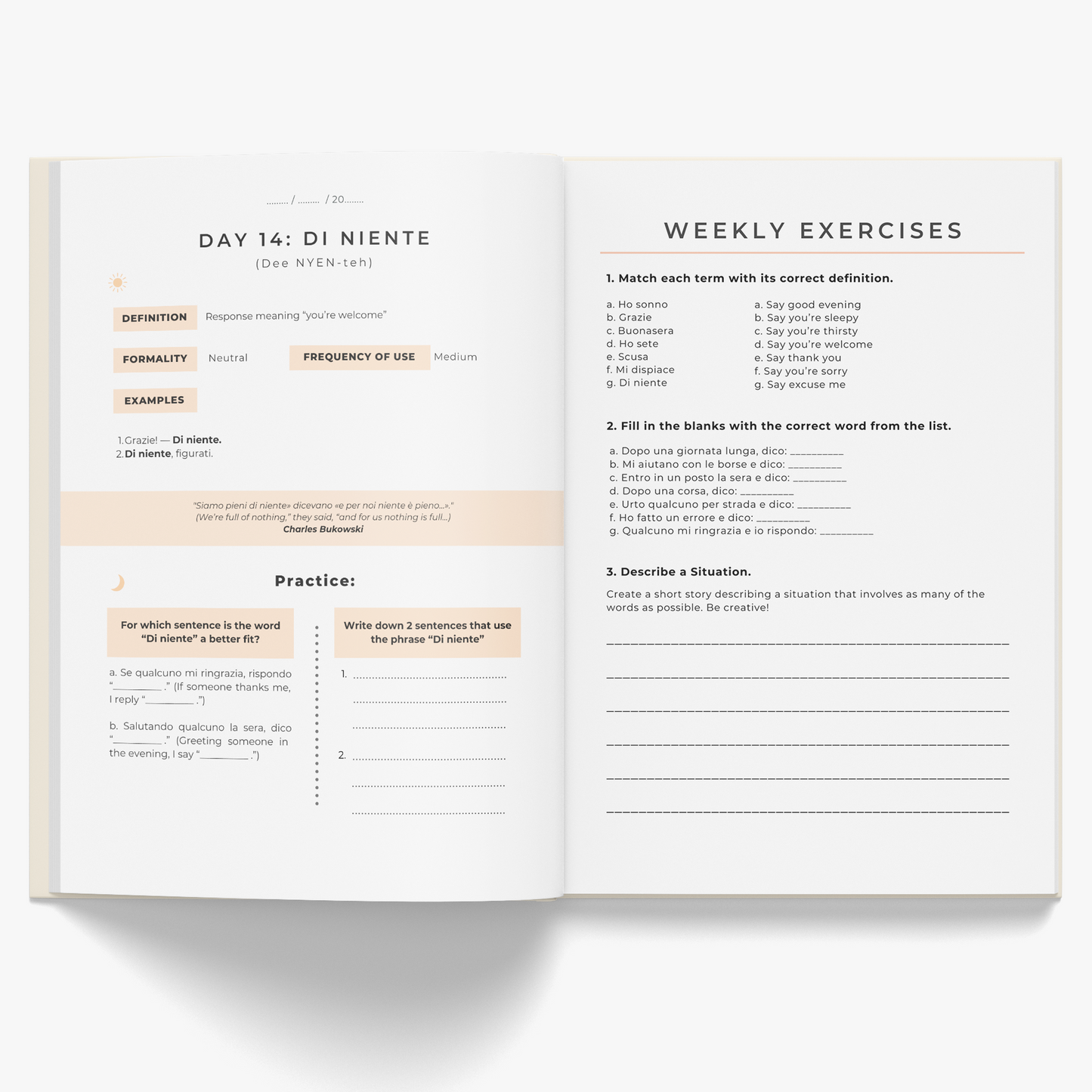 The 5-Minute Italian Journal for Beginners